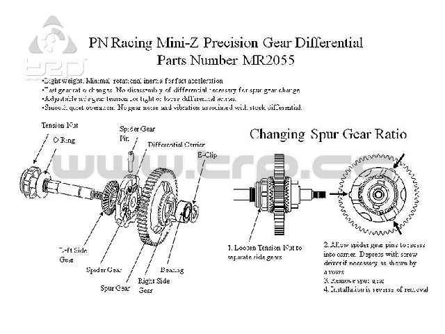 Kyosho MiniZ Diferencial ajustable Engranaje Pitch 48 y 43T - imagen 7