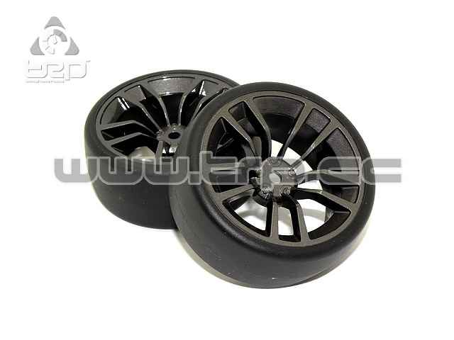 Llanta y neumático de drift 1:10 Gun Metal Offset 3 Camber 0