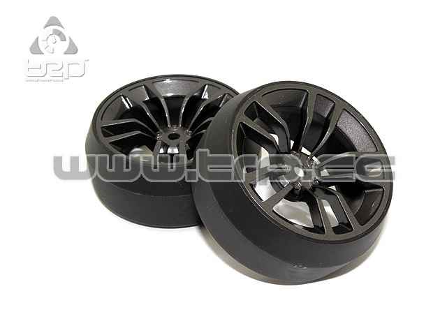 Llanta y neumático de drift 1:10 Gun Metal Offset 3 Camber 2